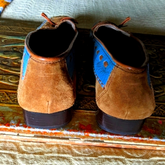 Salvatore Ferragamo Vintage Suede Moccasin Loafers Brown Blue Size 8 - Picture 11 of 11